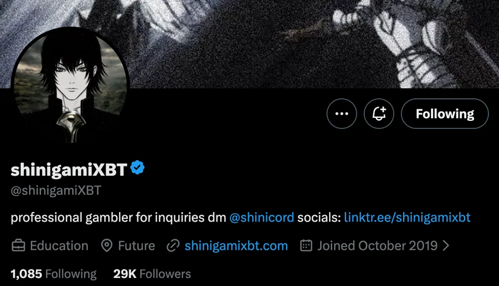 Shini's X profile, 29K followers